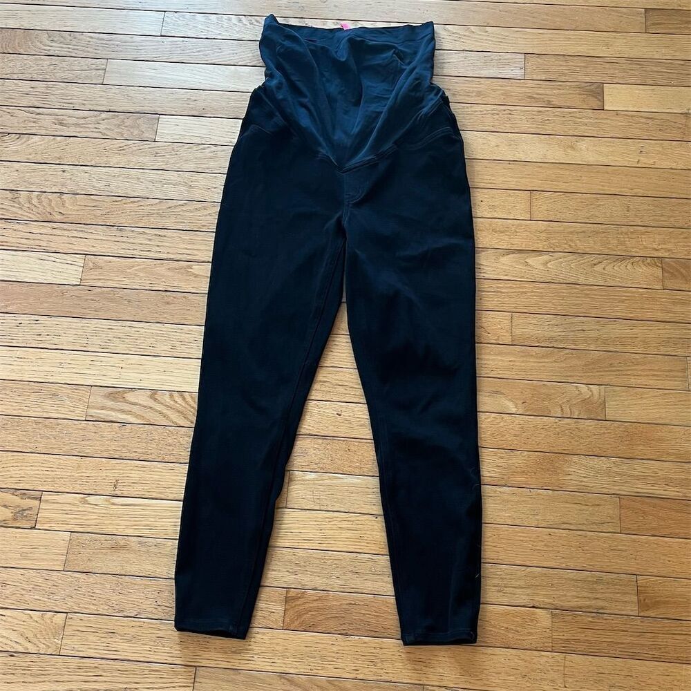 SPANX Women's Black Velvet Leggings Size XL Stretch Shaping Casual